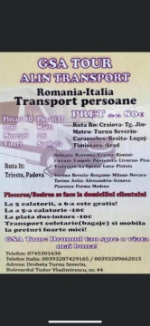 Transport persoane, colete, autoturisme pe platforma Italia